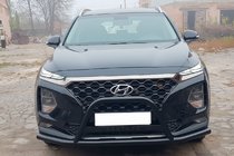 Hyundai Santa Fe 4 2018–2023 Predný ochranný rám (bullbar) s "fúzmi" WT006 Black (nehrdzavejúca oceľ) fotografia 2