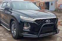 Hyundai Santa Fe 4 2018–2023 Predný ochranný rám (bullbar) s "fúzmi" WT006 Black (nehrdzavejúca oceľ) fotografia 3