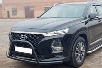 Hyundai Santa Fe 4 2018–2023 Predný ochranný rám (bullbar) s "fúzmi" WT006 Black (nehrdzavejúca oceľ) fotografia 1