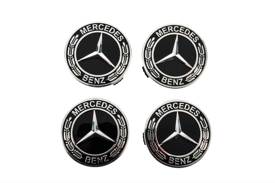 Mercedes-Benz Stredové krytky diskov 71/75 mm bez krúžku (4 ks, čierne V5) Fotografia 1