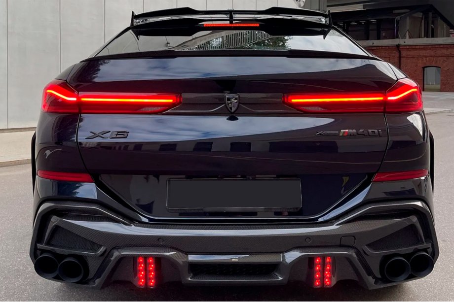 BMW X6 G06 2019–2027 Difúzor zadného nárazníka s koncovkami výfuku LRT (pre M-Sport 2023+, Carbon) Fotografia 1
