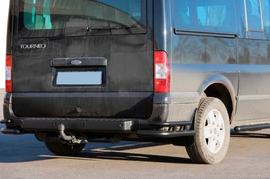 Ford Transit 2000–2014 Zadné rohové oblúky AK003-Double Black (nerez) Image