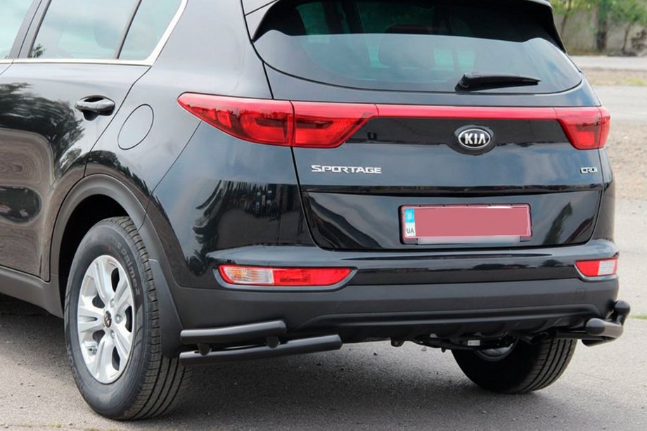 Kia Sportage 2015–2021 Zadné dvojité rohové chrániče AK003-подвійний Black (nerez) Fotografia 1