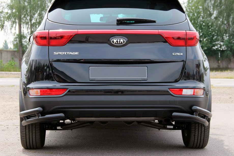 Kia Sportage 2015–2021 Zadné dvojité rohové chrániče AK003-подвійний Black (nerez) Fotografia 2