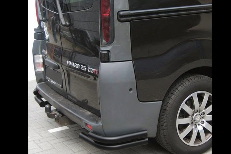 Opel Vivaro 2001–2015 Zadné rohové oblúky AK003-Подвійний Čierne (nerez) Image