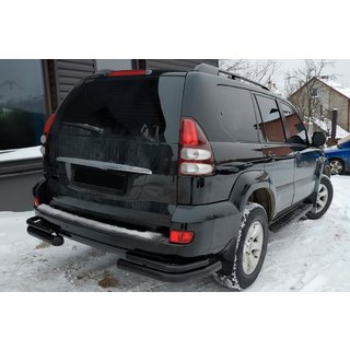 Zadné dvojité rohové oblúky AK003-2 Black (2 ks, nerez) Toyota Land Cruiser Prado 120 2002–2009 fotografia 1