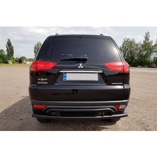 Zadný ochranný rám AK002-2 Black (2 ks, nerez) Mitsubishi Pajero Sport 2008–2015 fotografia 1