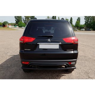 Zadný ochranný rám AK002-2 Black (2 ks, nerez) Mitsubishi Pajero Sport 2008–2015 fotografia 4