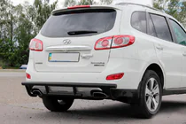 Hyundai Santa Fe 2 2006–2012 Zadný oblúk AK002-2 Black (nerez) fotografia 5