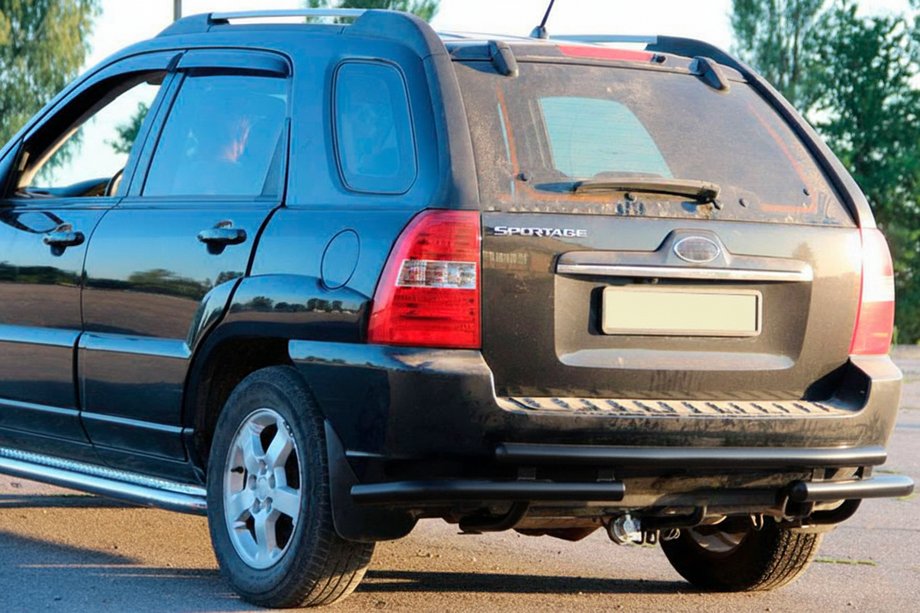 Kia Sportage 2004–2010 Zadný ochranný oblúk AK007 Black (nerez) Image