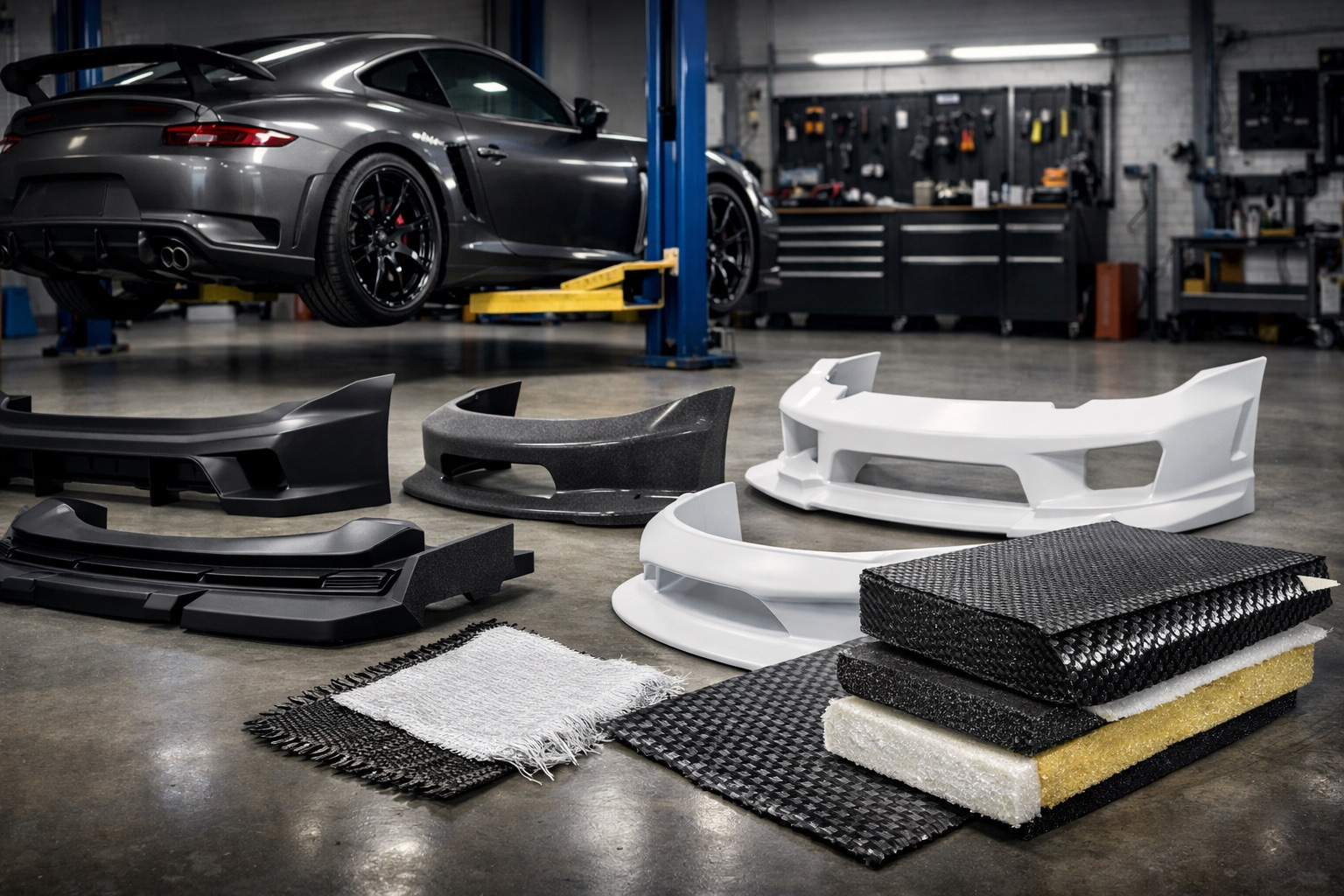 Bodykit/prahy/spoilery: ako vybrať materiál (ABS vs PP vs FRP vs carbon) bez prasklín