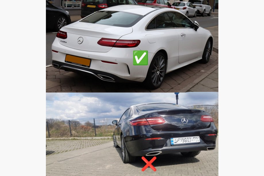 Mercedes E-class coupe C238 2016–2024 Zadný difúzor Black s koncovkami Chrome (dizajn AMG53) Fotografia 4