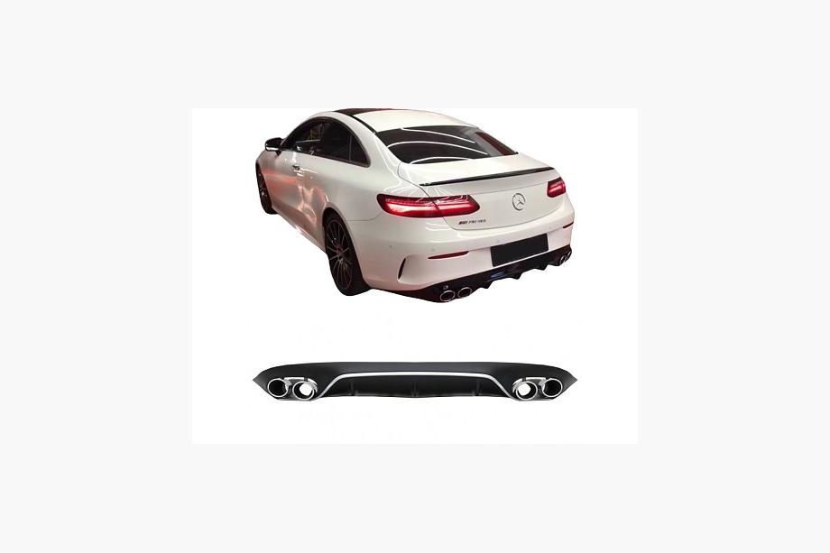 Mercedes E-class coupe C238 2016–2024 Zadný difúzor Black s koncovkami Chrome (dizajn AMG53) Fotografia 3
