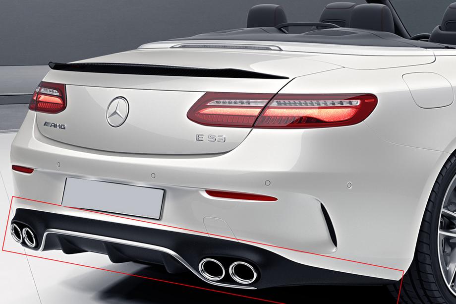Mercedes E-class coupe C238 2016–2024 Zadný difúzor Black s koncovkami Chrome (dizajn AMG53) Fotografia 1