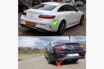 Mercedes E-class coupe C238 2016–2024 Zadný difúzor Black s koncovkami Chrome (Dizajn AMG63) fotografia 5