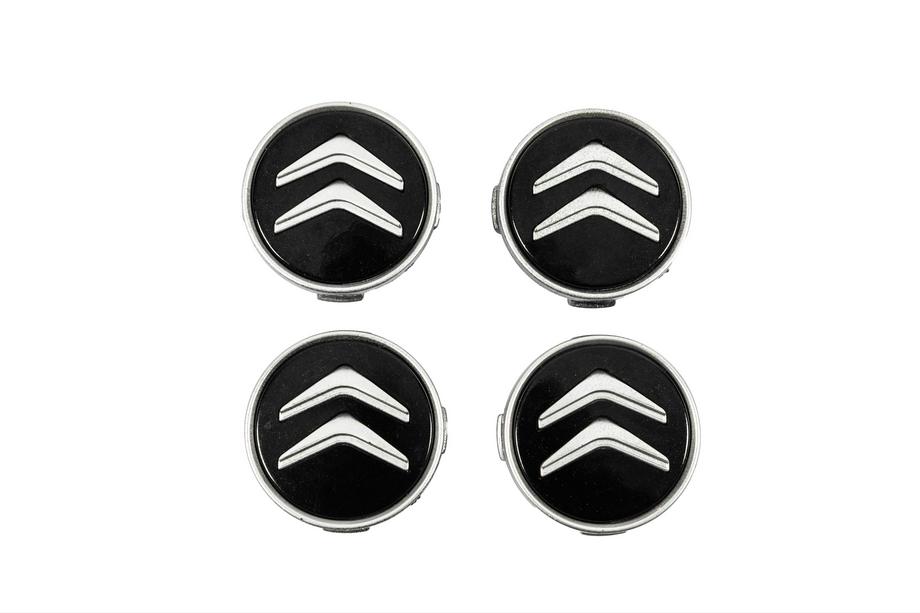 Citroen Stredové krytky diskov 60/56 mm (čierne s chrómom, 4 ks) Fotografia 1