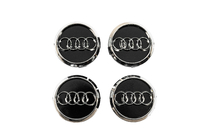 Audi Stredové krytky diskov 60/58 mm (čierne s chrómom, 4 ks) fotografia 1