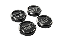 Audi Stredové krytky diskov 60/58 mm (čierne s chrómom, 4 ks) fotografia 3