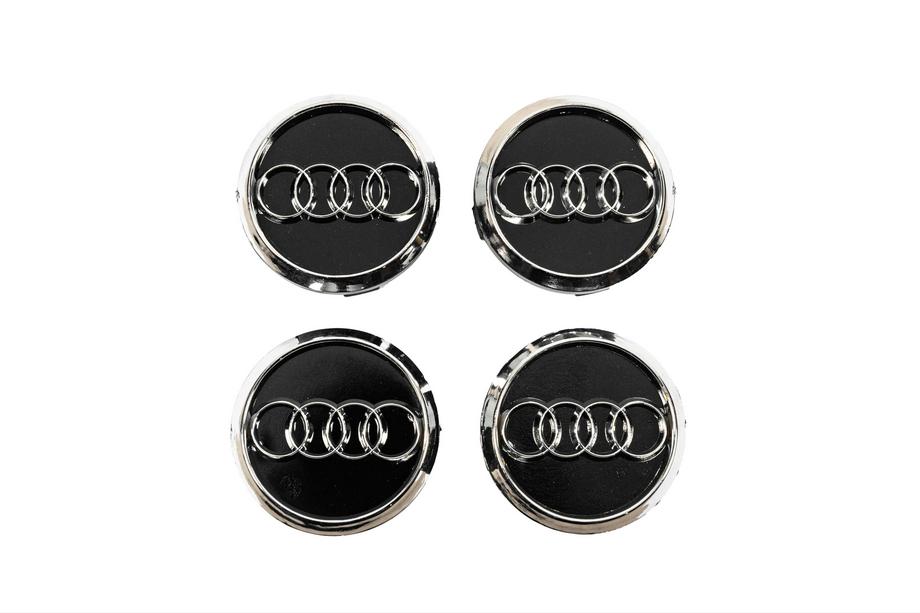 Audi Stredové krytky diskov 60/58 mm (čierne s chrómom, 4 ks) Image