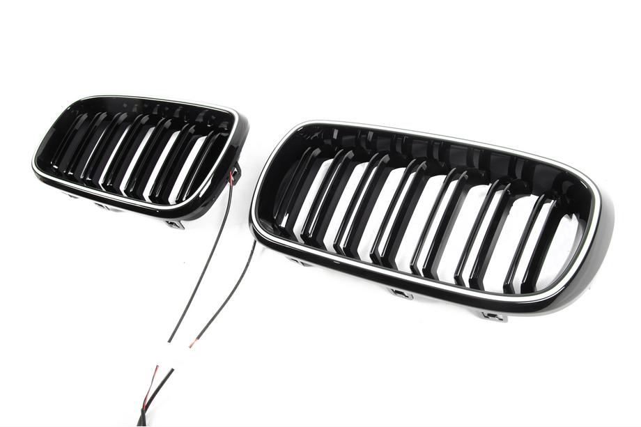 BMW X6 F16 2014–2019 BMW obličkové mriežky M-look LED (čierny lesk) Fotografia 3