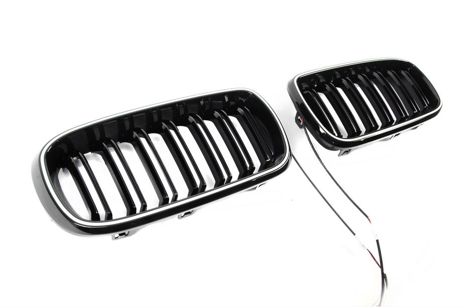 BMW X6 F16 2014–2019 BMW obličkové mriežky M-look LED (čierny lesk) Fotografia 4