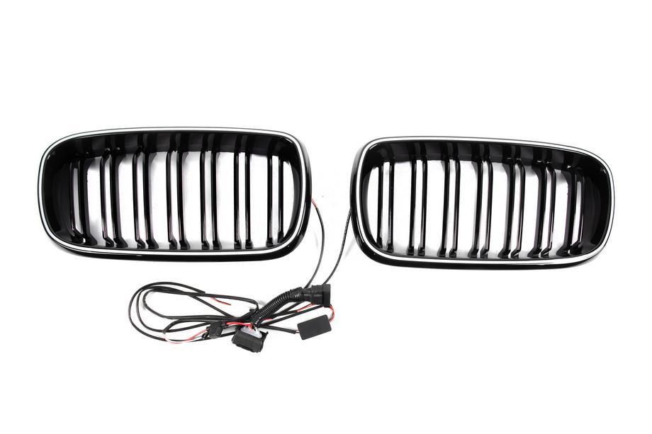 BMW X6 F16 2014–2019 BMW obličkové mriežky M-look LED (čierny lesk) Fotografia 6