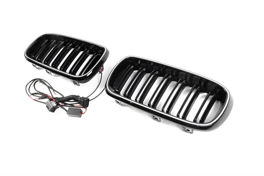 BMW X6 F16 2014–2019 BMW obličkové mriežky M-look LED (čierny lesk) Fotografia 8