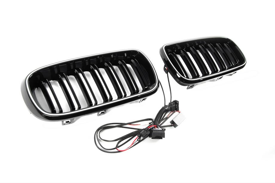 BMW X6 F16 2014–2019 BMW obličkové mriežky M-look LED (čierny lesk) Fotografia 9