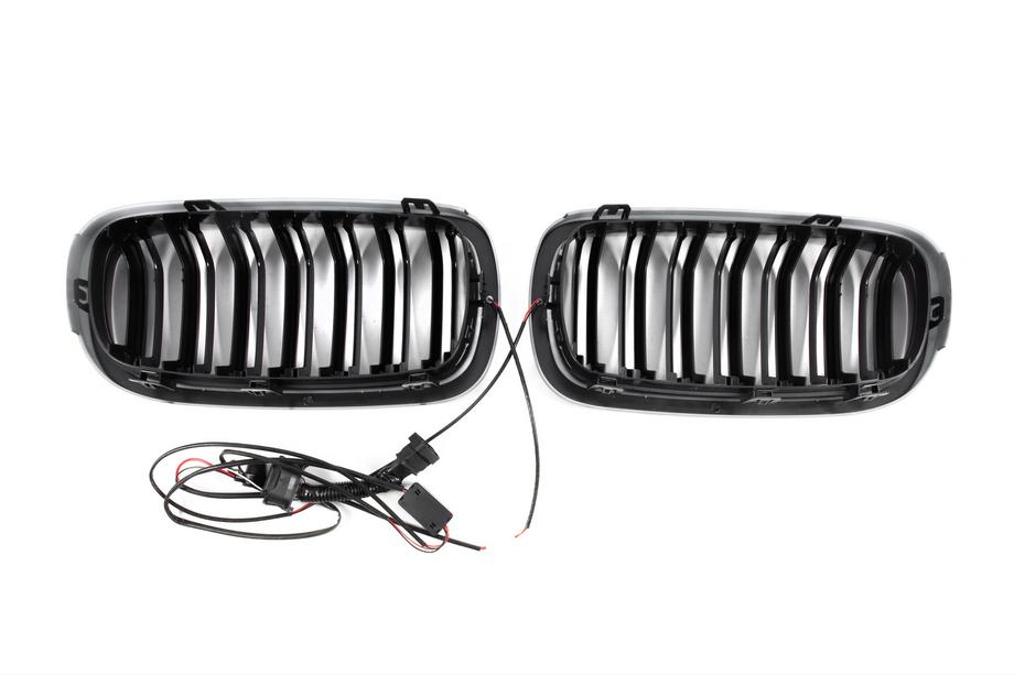BMW X6 F16 2014–2019 BMW obličkové mriežky M-look LED (čierny lesk) Fotografia 10