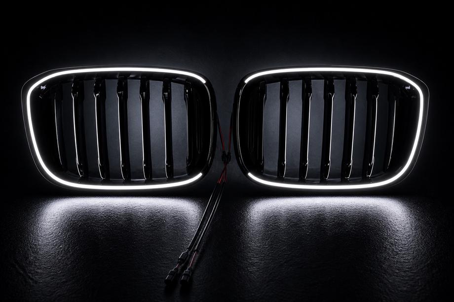 BMW X3 G01 2018– Ľadvinové mriežky 1 Bar LED (2018-2021, lesklá čierna) Fotografia 5