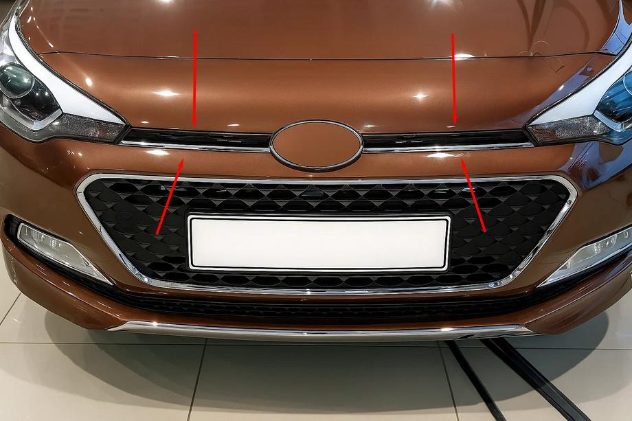Hyundai I-20 2014–2020 Nerezové lišty na masku 2014-2018 (2 ks) Image