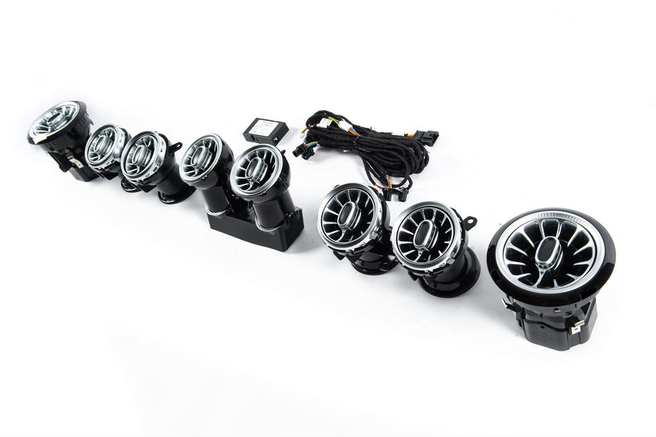 Mercedes Trieda E W213 2016–2023 LED deflektory ventilácie (64 color) Fotografia 4