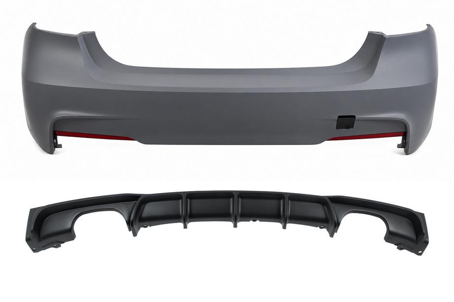 BMW rad 3 F30/F31 2012–2019 Zadný nárazník s difúzorom pre obojstranný dvojitý výfuk M-Sport (pre F30) Image