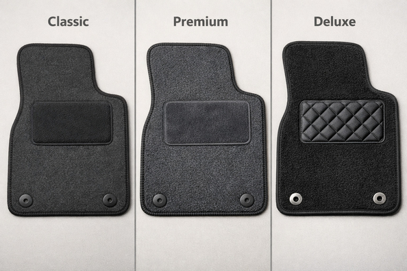 Textilné koberčeky Classic, Premium alebo Deluxe: akú úroveň zvoliť