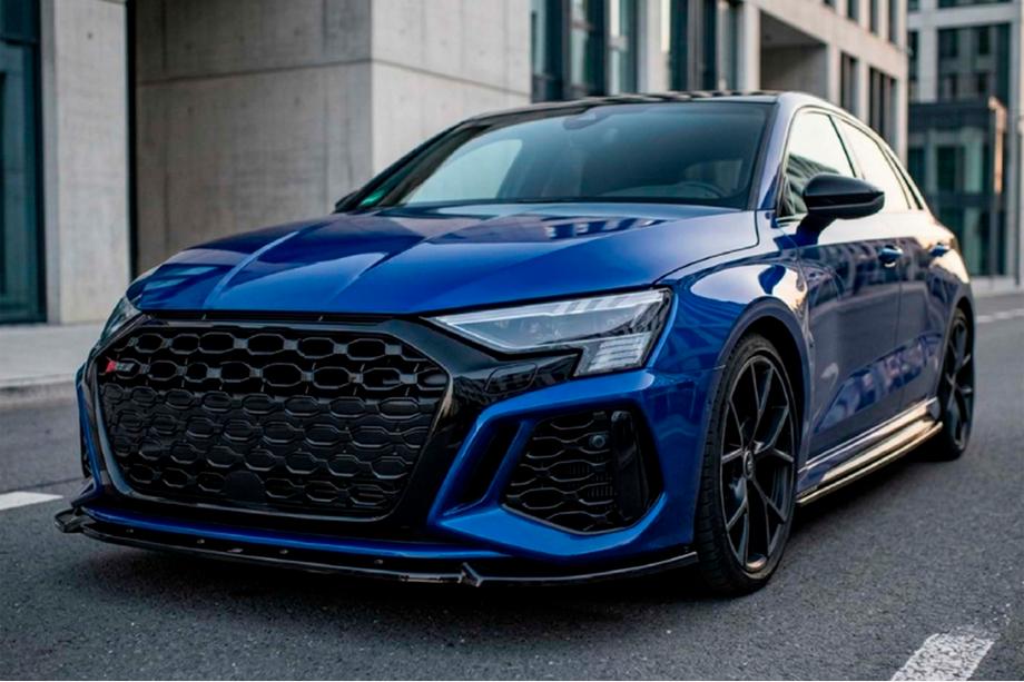 Audi A3 2020– Predný lip spojler na nárazník Lip DPT V2 (pre RS3, 2020-2024, lesklá čierna) Fotografia 1