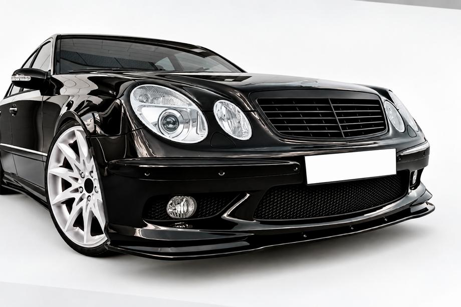 Mercedes E-class W211 2002–2009 Predný lip spoiler DPT (pre AMG, 2002-2006, čierny lesk) Fotografia 1