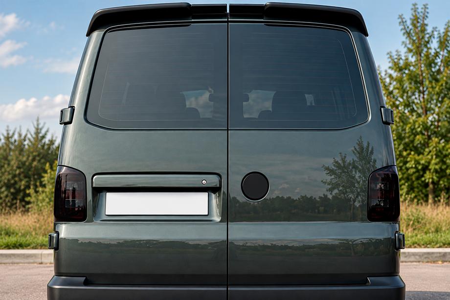 Volkswagen T5 Transporter 2003–2010 Spojler DPT (krídlové dvere, čierny lesk) Image