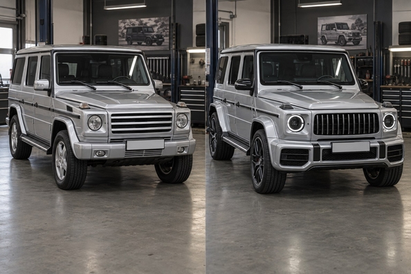 Mercedes G-Class W463 v štýle G63 2018+: čo sa dá osadiť – nárazníky, svetlá, zrkadlá