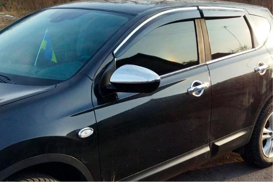 Nissan Qashqai 2007–2010 Kryty spätných zrkadiel (2 ks, nerezová oceľ) Fotografia 3