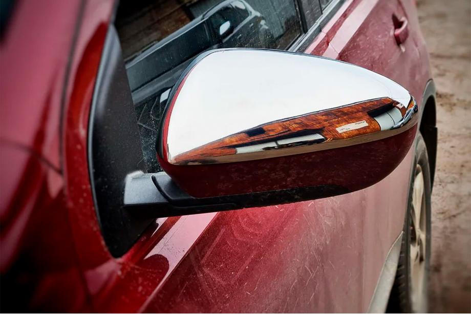 Nissan Qashqai 2007–2010 Kryty spätných zrkadiel (2 ks, nerezová oceľ) Fotografia 6
