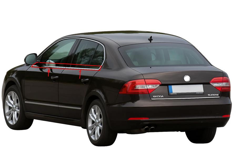 Skoda Superb 2009–2015 Okenné lišty (4 ks, nerez) Image
