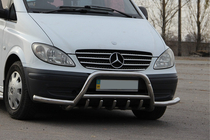Mercedes Vito W639 2004–2014 Nerezový predný ochranný rám WT003 s bočnými tyčami fotografia 2