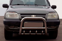 Chevrolet Niva 1998–2020 Predný ochranný rám QT006 (nerez) fotografia 1