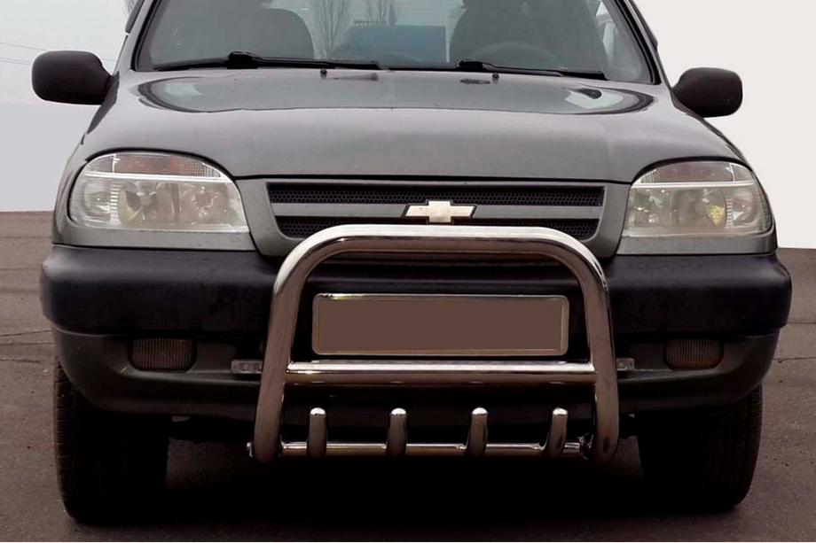 Chevrolet Niva 1998–2020 Predný ochranný rám QT006 (nerez) Image