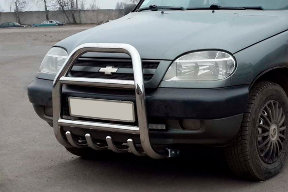 Chevrolet Niva 1998–2020 Kengurín QT007 (nerezová oceľ) Image