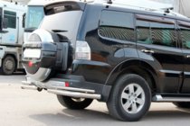 Mitsubishi Pajero Wagon IV 2006–2021 Zadný ochranný rám AK003 Dvojitý (nerez) fotografia 3