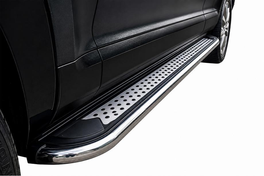Porsche Cayenne 2003–2010 Bočné nášľapy Maydos v2 (2 ks, hliník ↗ nerez) Image