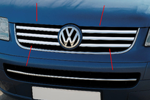 Volkswagen T5 Multivan 2003–2010 Lišty na masku (6 ks, nerez) fotografia 1