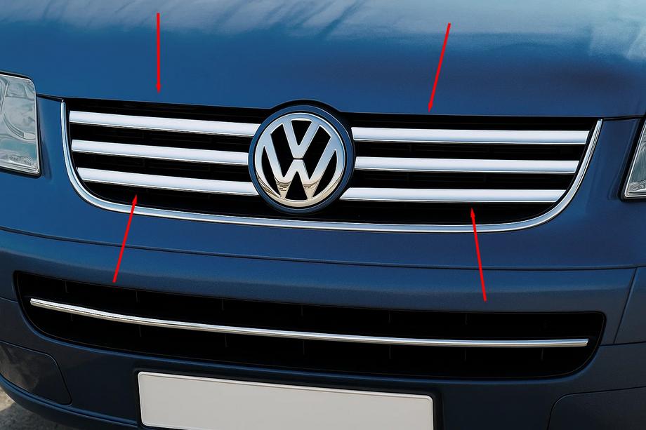Volkswagen T5 Multivan 2003–2010 Lišty na masku (6 ks, nerez) Image