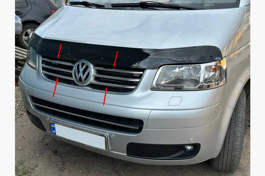 Volkswagen T5 Caravelle 2004–2010 Lišty na masku (6 ks, nerez) Image